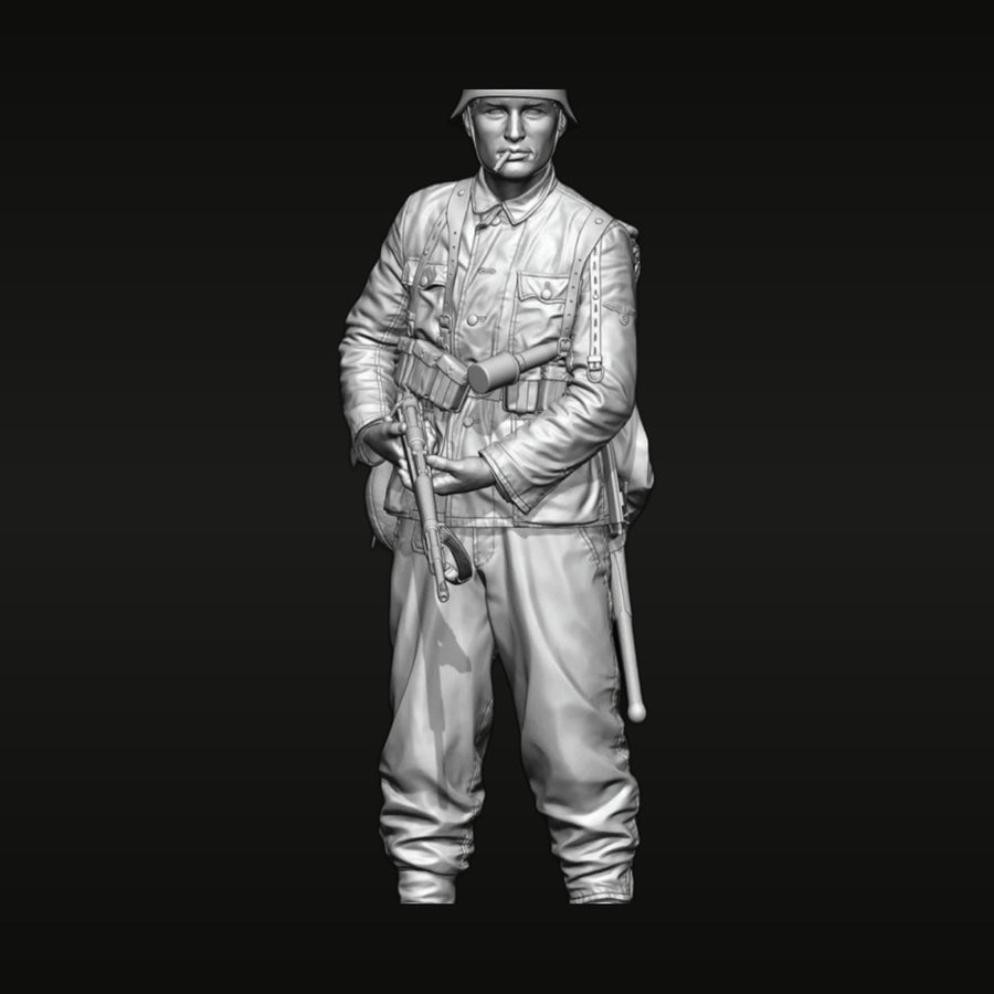 WWII German Soldier with K98 Rifle 1/10 Scale Resin Bust Kit - unpainted resin model kit