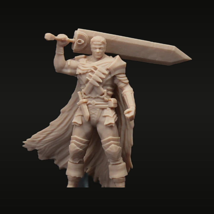Fantasy Human Warrior with Greatsword and Cape 1/64 Resin Figure Kit - unpainted resin model kit