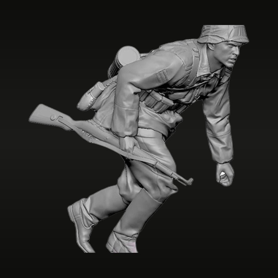 WWII German Soldier Bayonet Charge 1/35 Resin Figure Kit - unpainted resin model kit