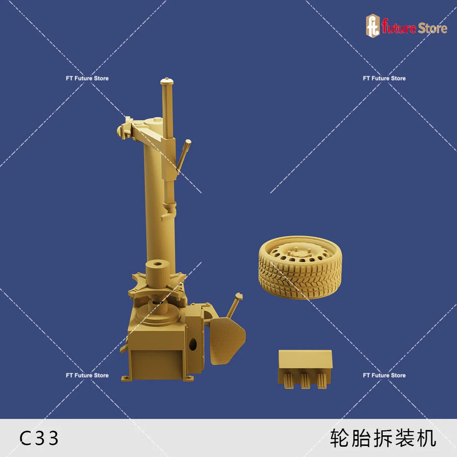 1:64 Scale Car Lift Maintenance Garage Model Modification Car Tire Repair Accessories Balancing Machine Model Scene
