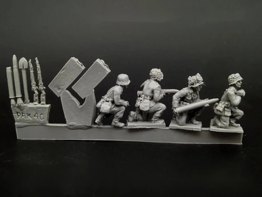 1/72 Scale Diecast Resin Figure Model Kit WWII German Pak40 Crew 4 Figures Unpainted