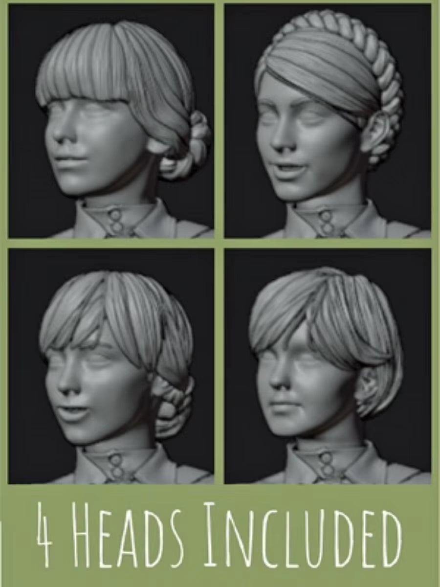 Accordion Girl with Interchangeable Heads 1/35 Resin Figure Kit - resin model view 3