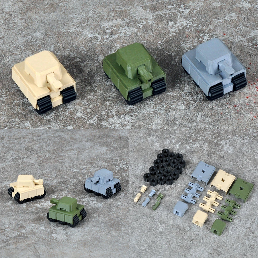 Assembly Scale Set Static Plastic Military Armored Vehicles Tank 3Pcs