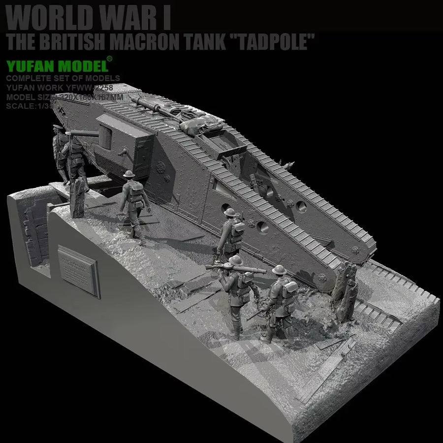 WWI British Mark I Tank with Crew Diorama 1/35 Resin Kit - resin model view 4