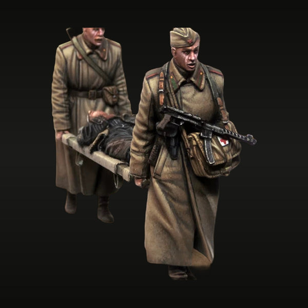 WWII Soviet Paramedics & Wounded Soldier 1/35 Resin Figure Kit