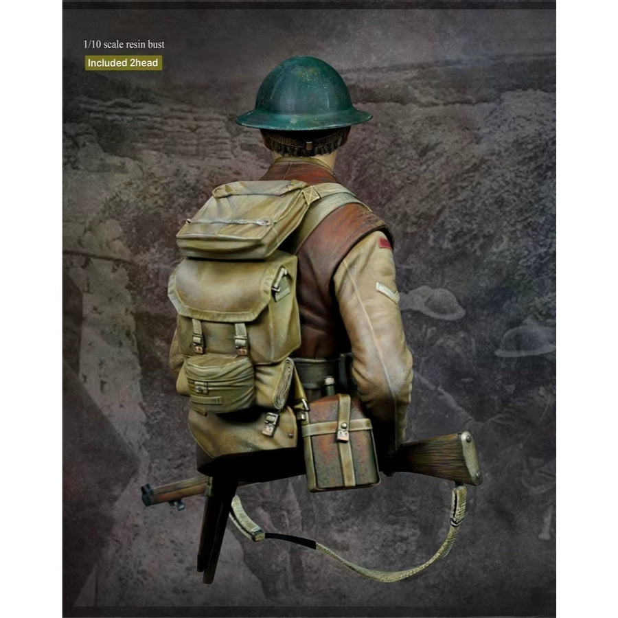 WWI British Soldier Brodie Helmet Bust 1/10 Resin Kit - resin model view 2