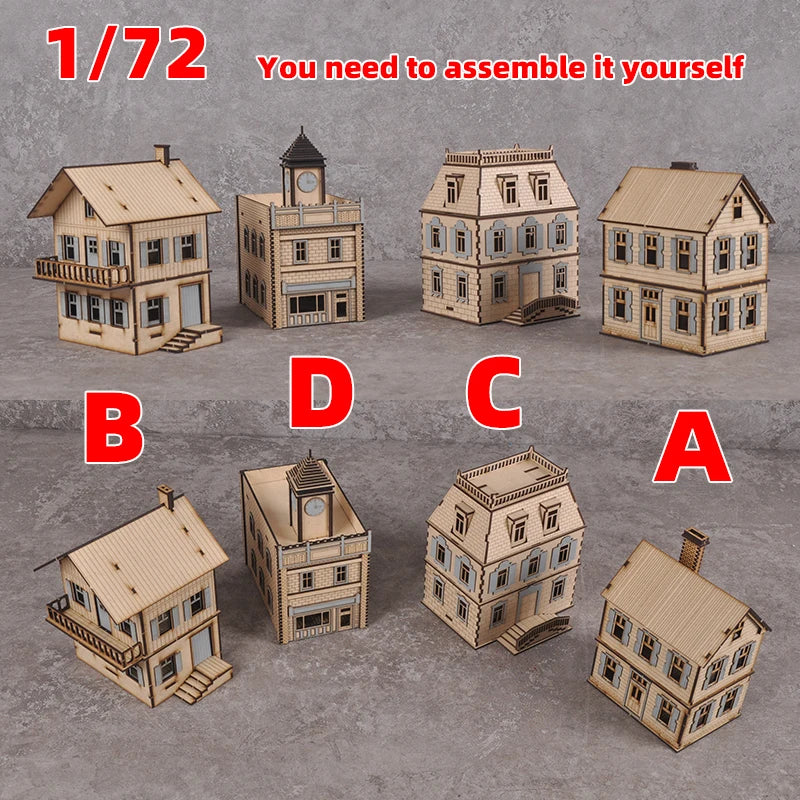 Assembly Architectural Model Sand Table Bell Tower Clock Tower Belfry Europe Building House Shop Diorama Scale Model Kit 1/72