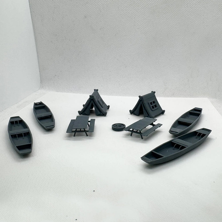 Medieval Rowboats and Tents Terrain Accessory Resin Kit - resin model view 4