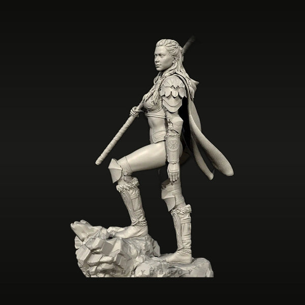 Fantasy Female Warrior Bust with Halberd 75mm Resin Kit
