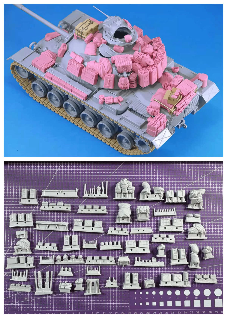 Military Tank Crew Figures and Details Accessory Set 1/35 Resin Kit - resin model view 3