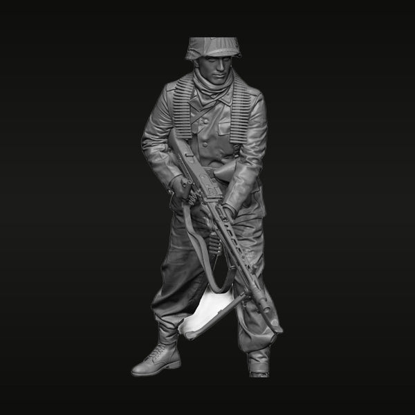 WWII German MG42 Gunner with Ammo Belt 1/35 Resin Figure Kit