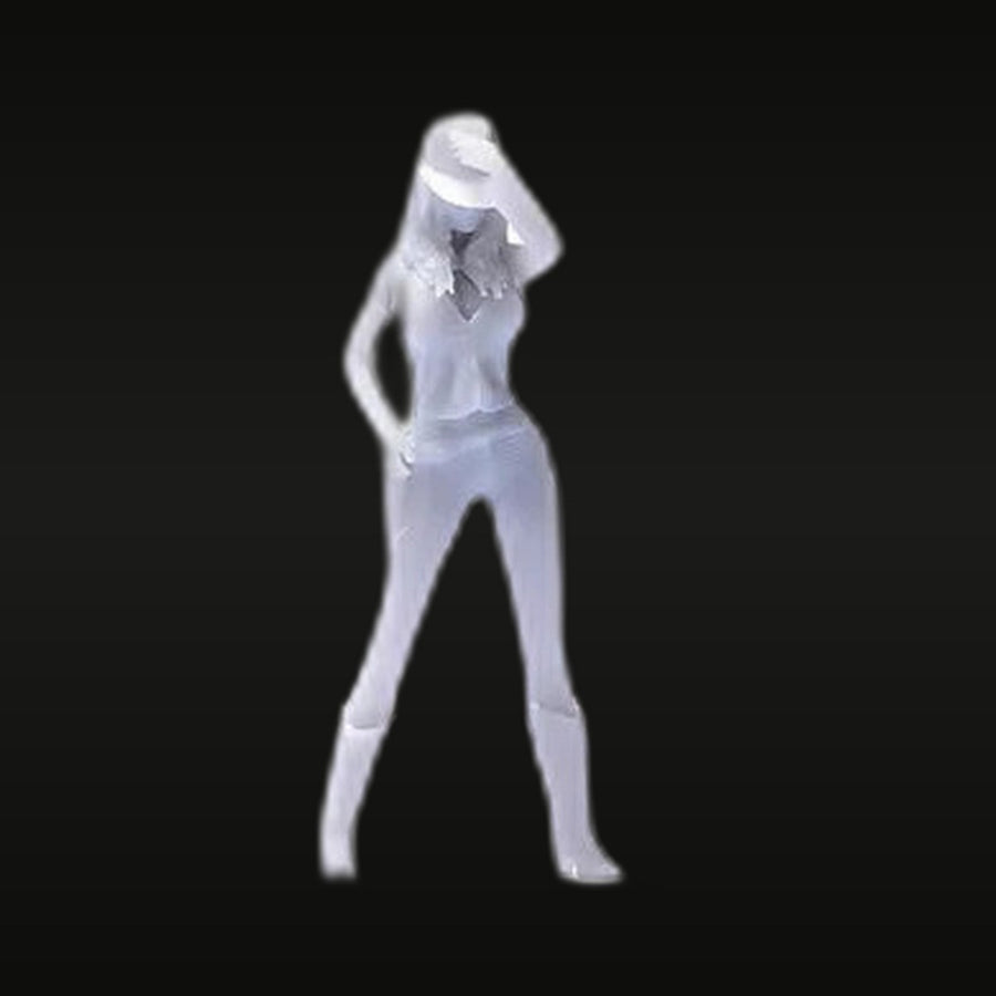 Pinup Western Cowgirl Standing Pose 1/64 Resin Figure - unpainted resin model kit