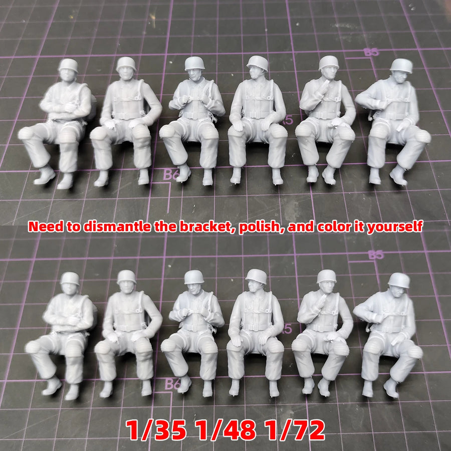 WWII German Paratrooper Squad 1/72 Resin Figure Set Kit - resin model view 4
