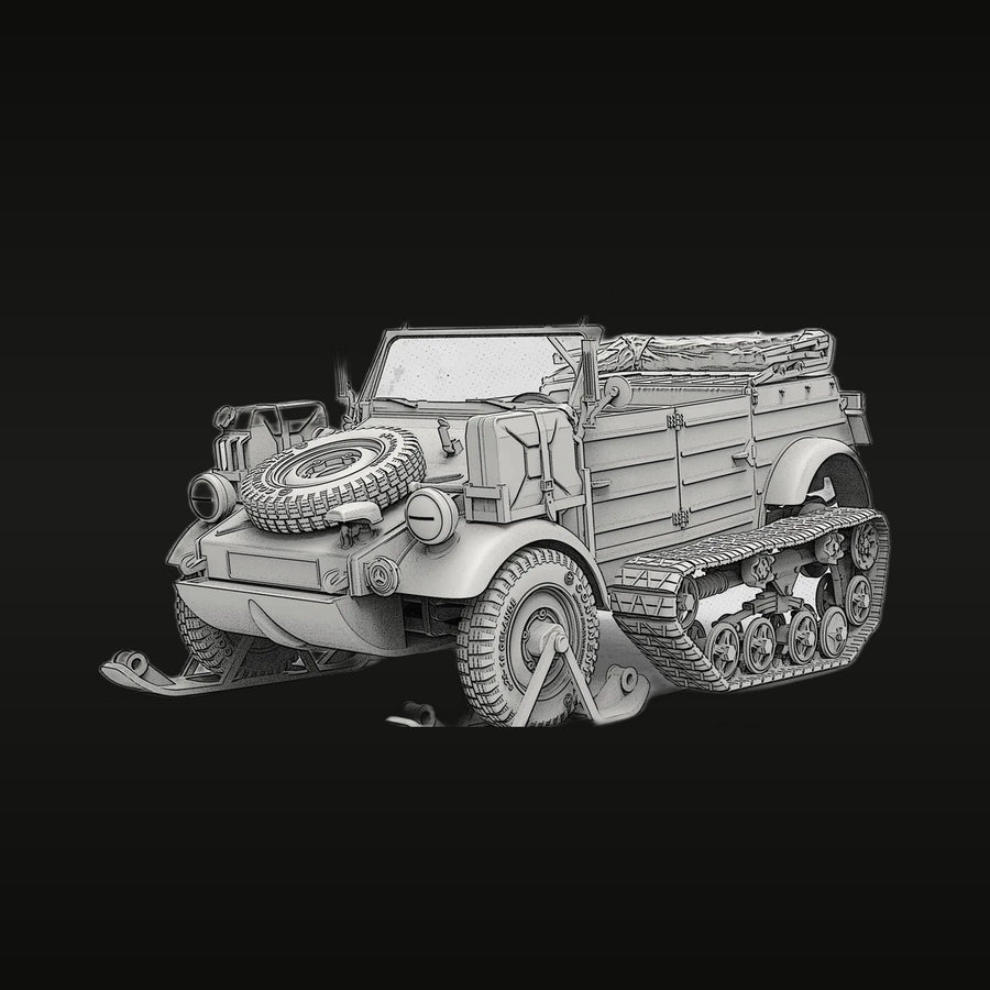 WWII German Kübelwagen Winter Snow Halftrack Conversion 1/35 Resin Vehicle Kit - unpainted resin model kit