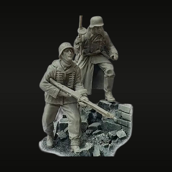 WWII German MG42 Team with Diorama Base 1/35 Resin Figure Set