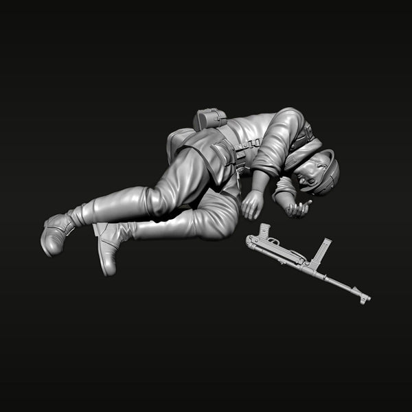 WWII Soviet Soldier Fallen with PPSh-41 SMG 1/35 Resin Figure Kit