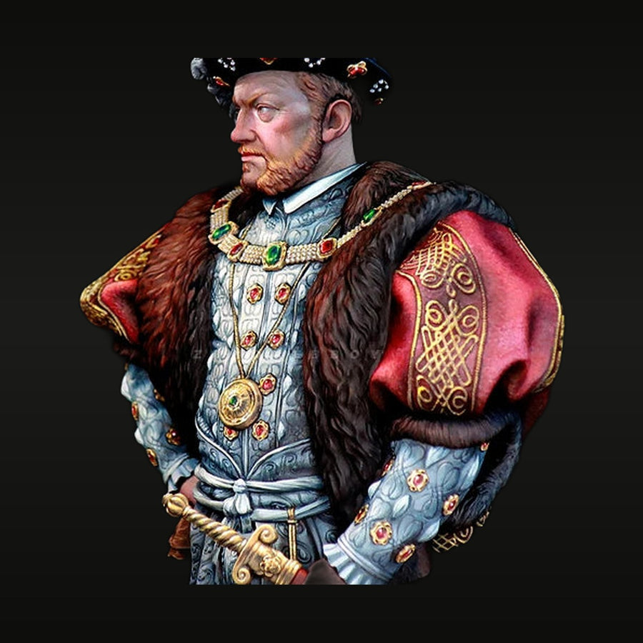 Tudor King Henry VIII Ornate Royal Regalia 1/12 Resin Bust Kit - unpainted resin model kit