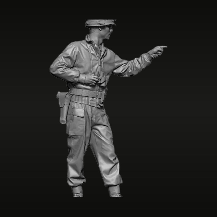 WWII US Army Officer Pointing with M1 Helmet 1/35 Resin Figure Kit - unpainted resin model kit