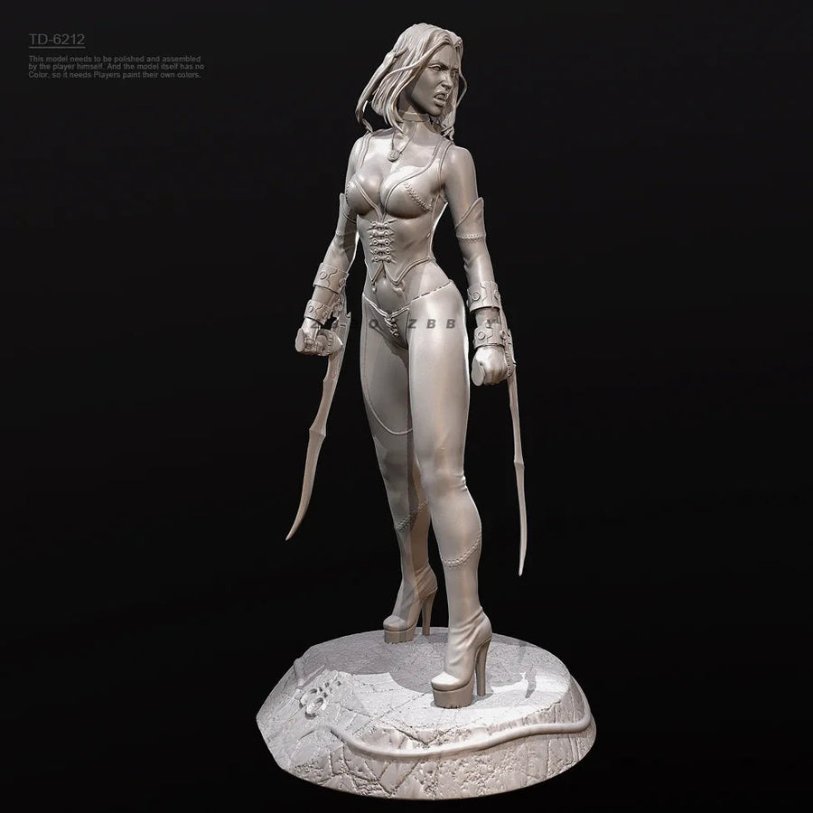 Fantasy Female Warrior TD-6212 with Dual Bladed Weapons Resin Figure Kit - unpainted resin model kit