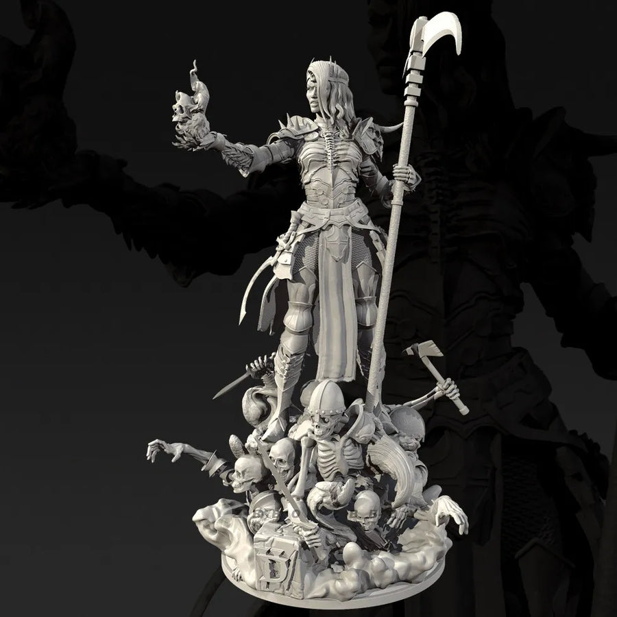 Fantasy Death Goddess with Skull Orb and Staff 38mm Resin Figure Kit - resin model view 3