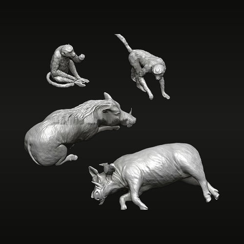 1/35 Domestic Animals Four-Figure Resin Model Kit Set