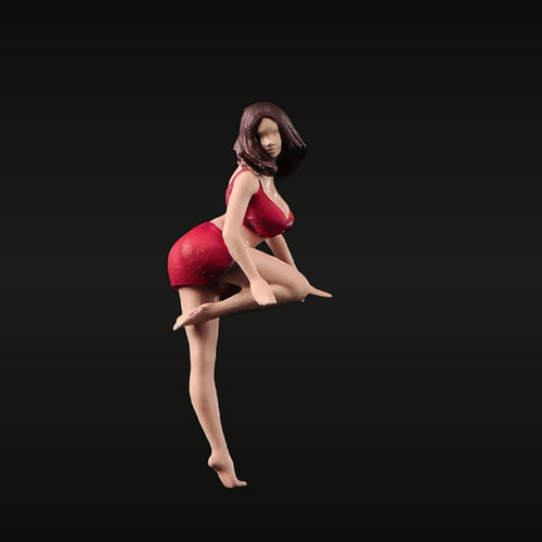 Sexy Girl in Red Dress 1/24 Resin Figure Model Kit