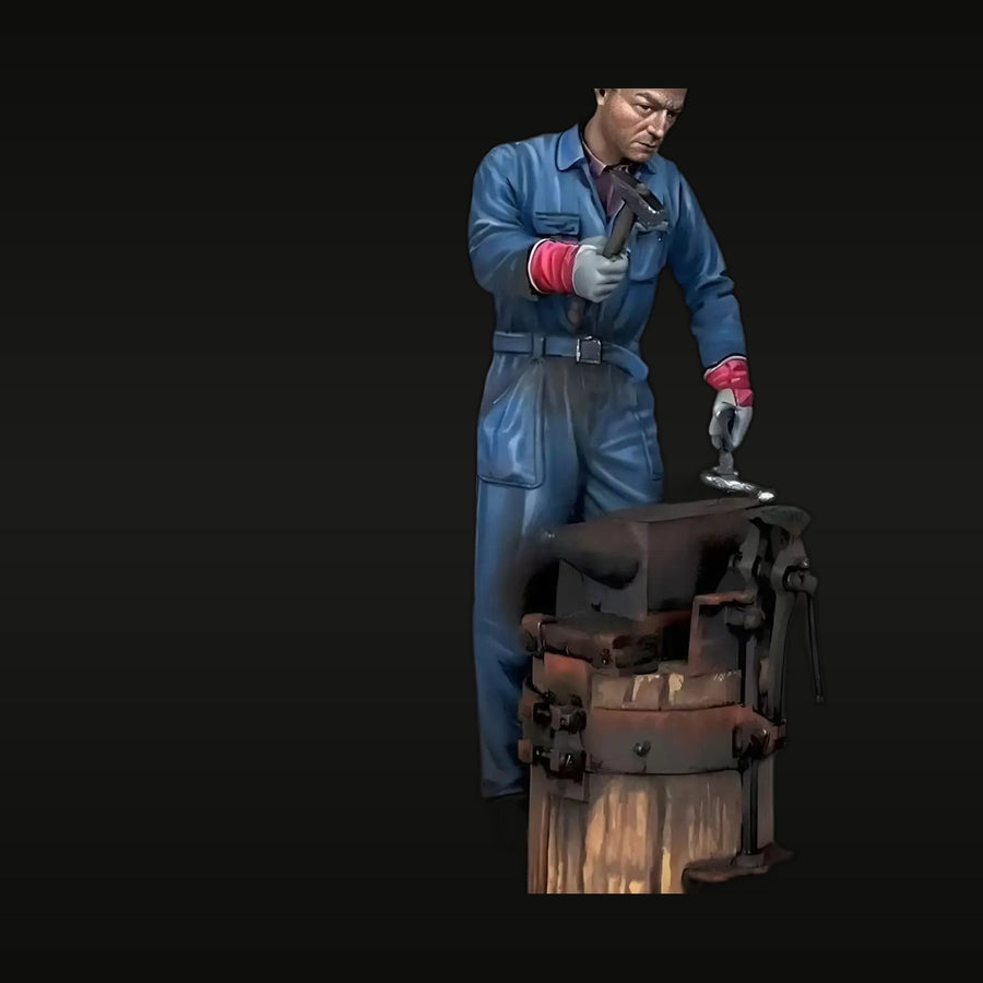 WWII German Blacksmith with Hammer at Anvil 1/35 Resin Figure Kit - unpainted resin model kit