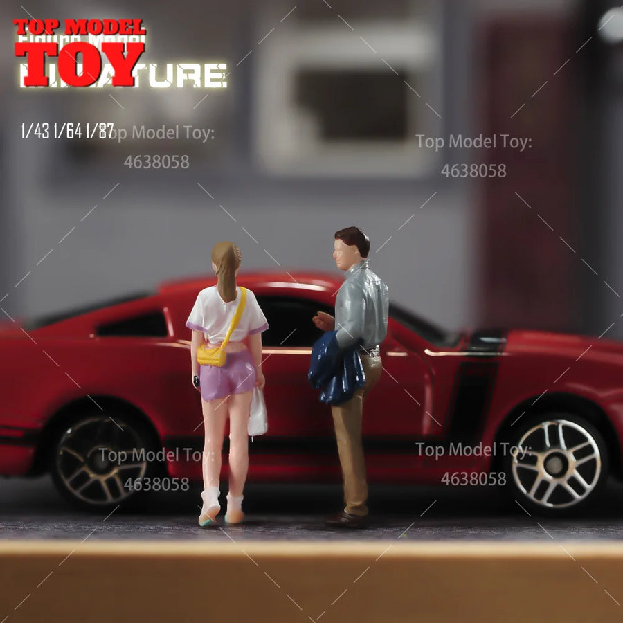 Painted Miniatures 1/87 1/64 1/43 Office Suit Man Fashion Girl Mini Scene Props Doll Figures Model for Cars Vehicles Toys