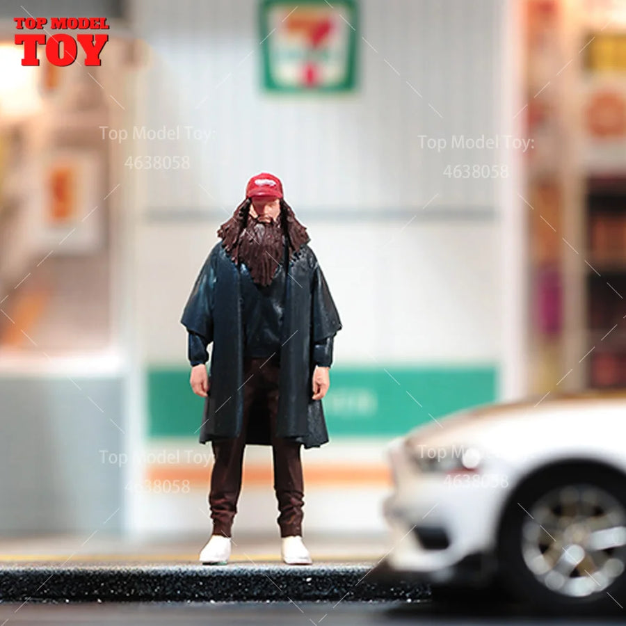 Painted Miniatures 1/24 1/64 1/43 1/87 Old Mr. Forrest Gump Long Beard Male Scene Figure Dolls Unpainted Model for Cars Vehicles