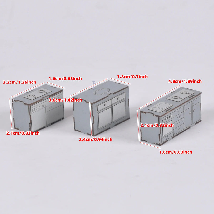 1/35 Scale Model Kit Kitchen Utensils Gas Stove Cupboard Washbasin Lavatory Sideboard Sand Table Diorama Models