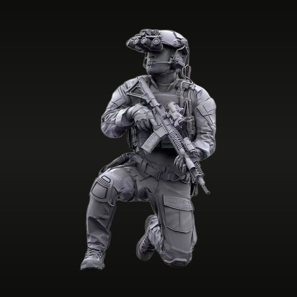 Modern US Tactical Operator with M4 Kneeling 1/35 Resin Figure Kit