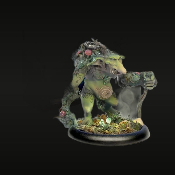 Fantasy Troll Shaman with Moss Growth 75mm Resin Bust Kit
