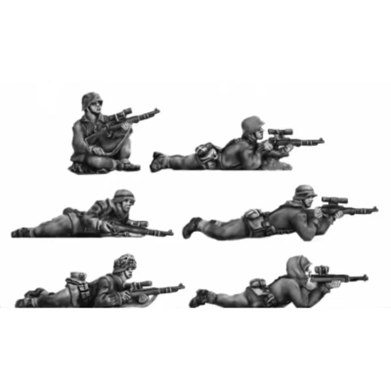 German WWII Sniper Team Prone Firing Positions 1/72 Resin Figure Set - unpainted resin model kit