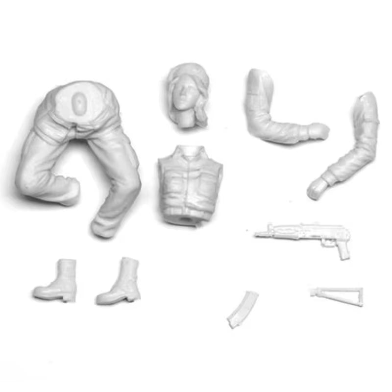 1/16 Scale Diecast Resin Figure Model Kit Russian Female Infantry Soldier Unassembled and Unpainted No Tank