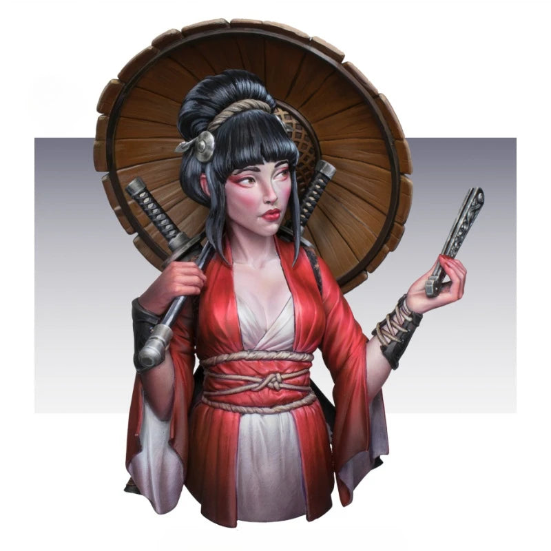 1/10 Scale 60Mm Height Diecast Resin Bust Model Kit Sakura Female Warrior Statue Unassembled Unpainted