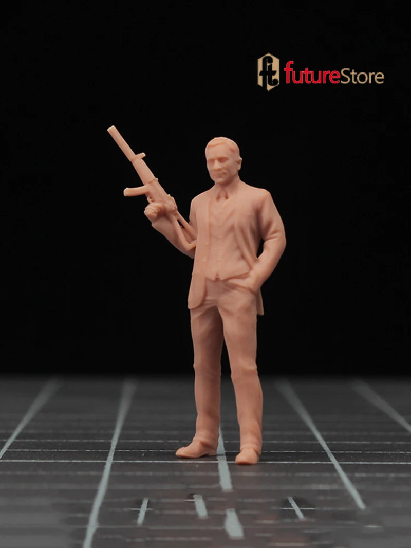 Modern Male Civilian with Thompson Submachine Gun 1/64 Resin Figure Kit - resin model view 4