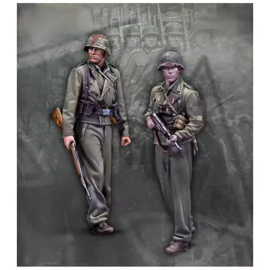 WWII German Wehrmacht Infantry Pair Kar98k MP40 1/35 Resin Figure Set - resin model view 4