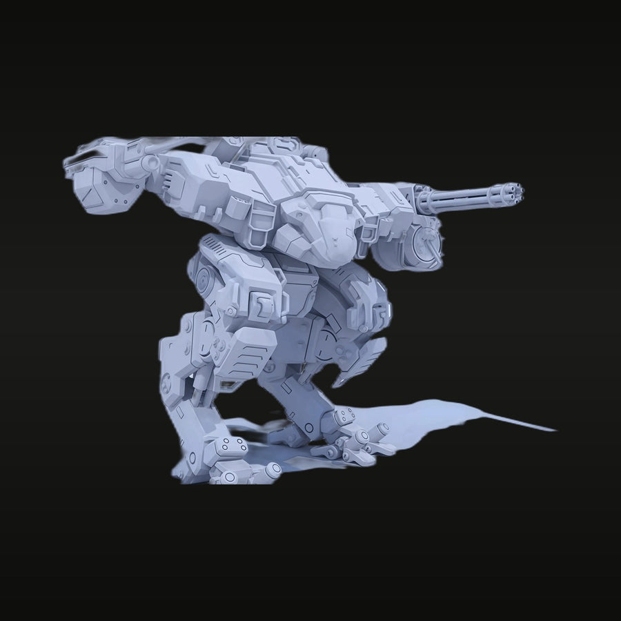 Sci-Fi Combat Exosuit with Dual Cannons and Tail 120mm Resin Figure Kit - unpainted resin model kit