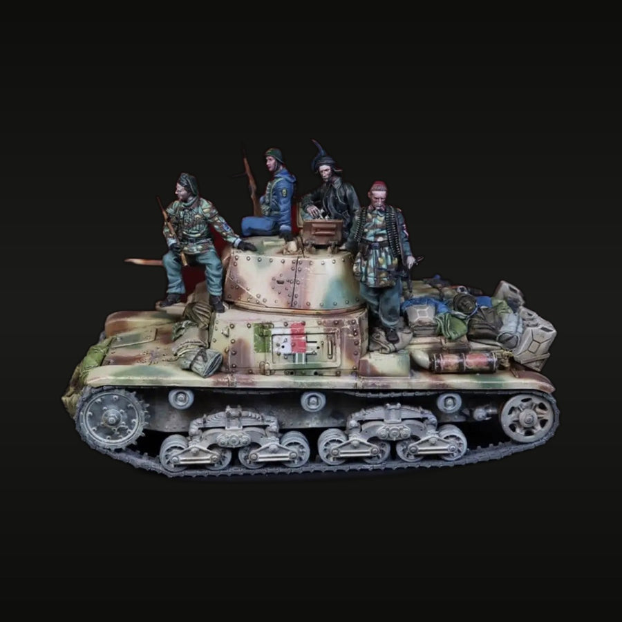 WWII US M4 Sherman Tank Crew Diorama Four Figures 1/35 Resin Kit - unpainted resin model kit