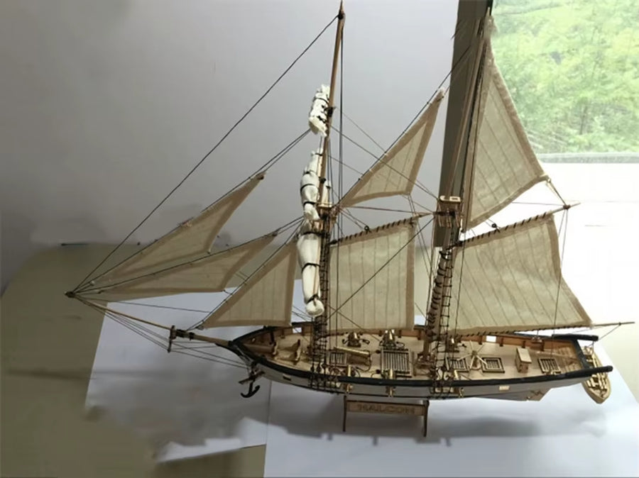 Model Wood Ancient Sailboat Assembled and Sheathed Ship Science Popularization DIY Handmade Miniature Model 1/100