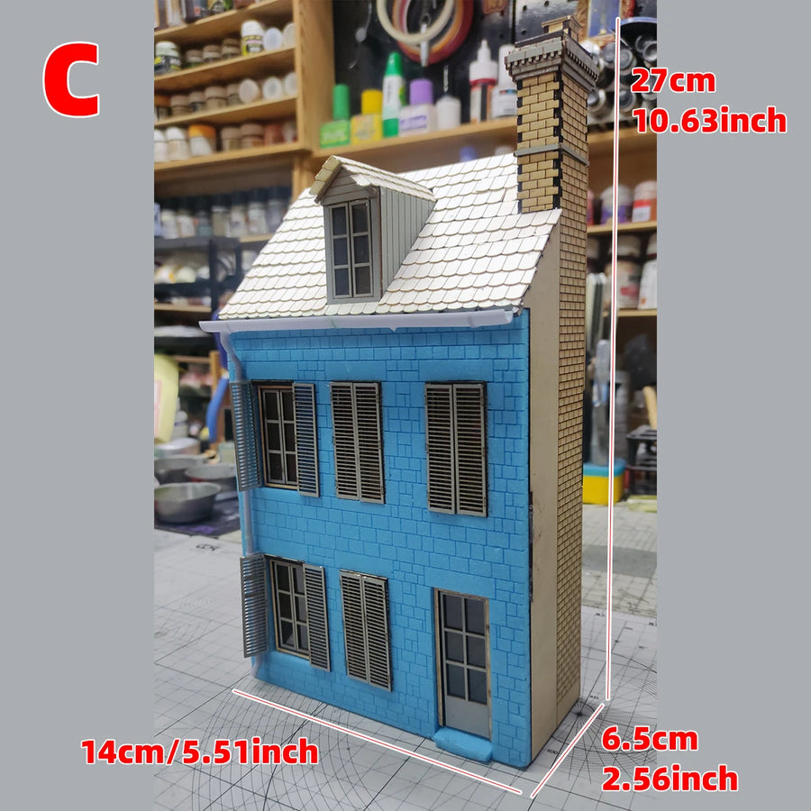 Assembly Architectural Sand Table Europe Building House Shop Home Multi-Storey Residential Cafe Diorama Scale Model Kit 1/35