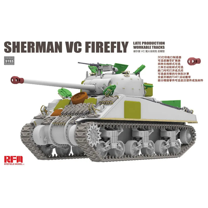 RYE FIELD MODEL RFM-5153 1/35 Sherman Vc Firefly Late Production.Assembly Model Kit
