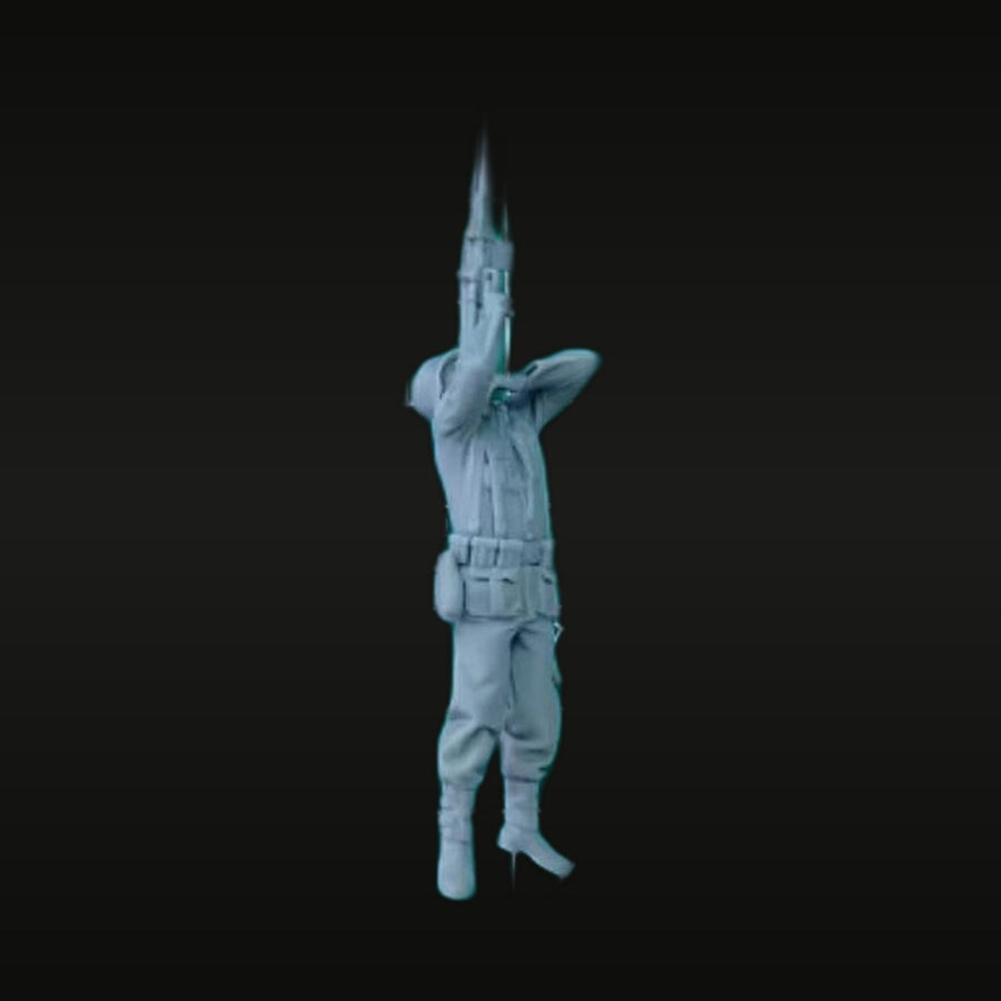 WWII German Soldier with Raised Rifle 1/35 Resin Figure Kit - unpainted resin model kit