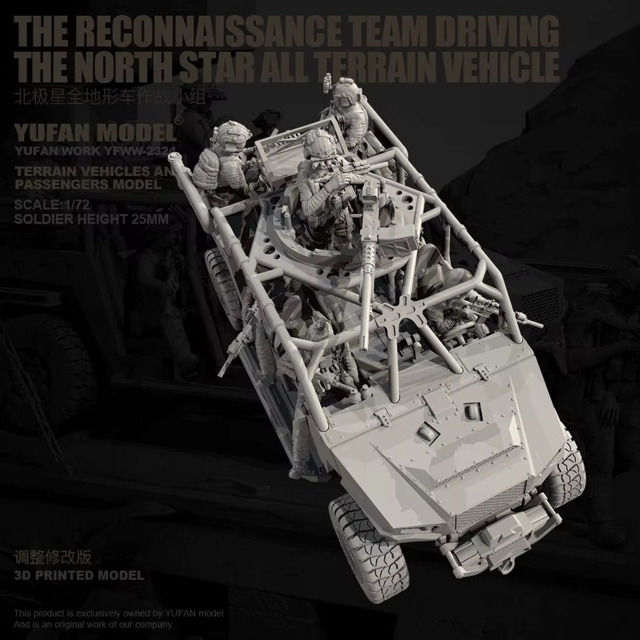 1/72 Resin Soldier Model Kits Figure Colorless and Self-Assembled 3D Printing (Terrain Vehicle + Soldier) YFWW-2324/3D