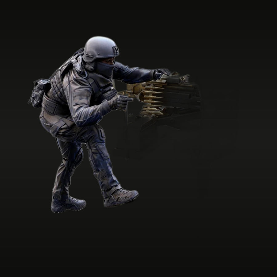 Modern Tactical Operator with Belt-Fed SAW 1/35 Resin Figure Kit - unpainted resin model kit