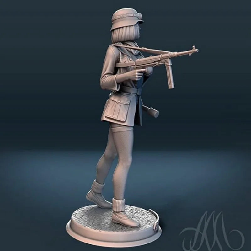 WWII German Afrika Korps Pinup Female Soldier 1/24 Resin Figure Kit - resin model view 4
