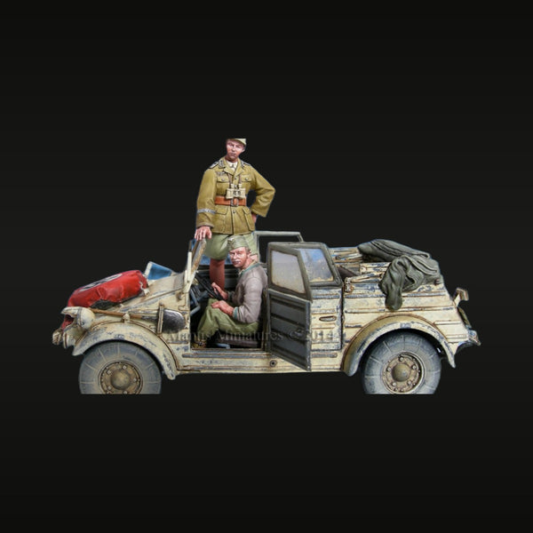 WWII German DAK Kubelwagen with 2-Figure Crew 1/35 Resin Vehicle Set