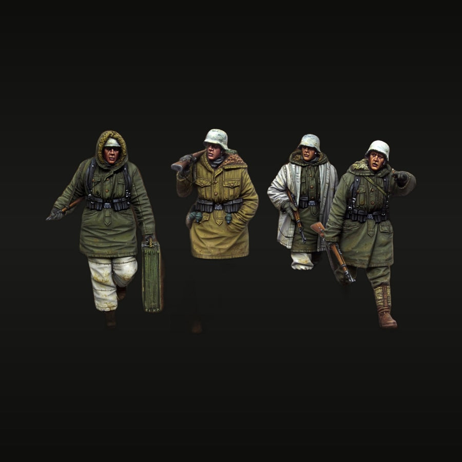 WWII German Infantry Winter Combat Set 4 Figures 1/35 Resin Kit - unpainted resin model kit