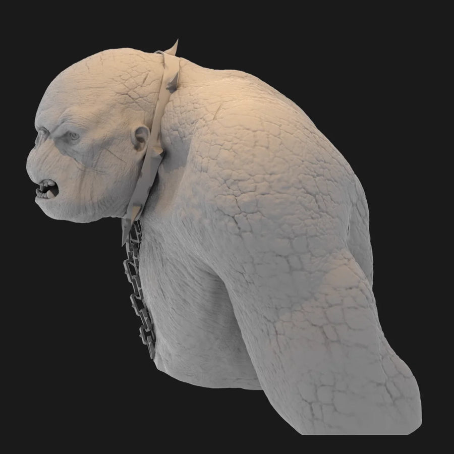 Orc Warrior with Chain - 35mm Resin Bust Figure - resin model view 2