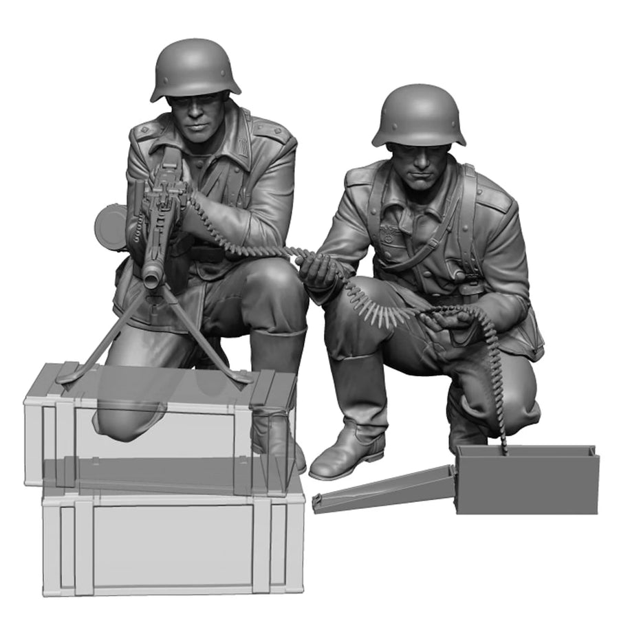 WWII American M1919 Browning Machine Gunner Team 1/35 Resin Figure Set - resin model view 3